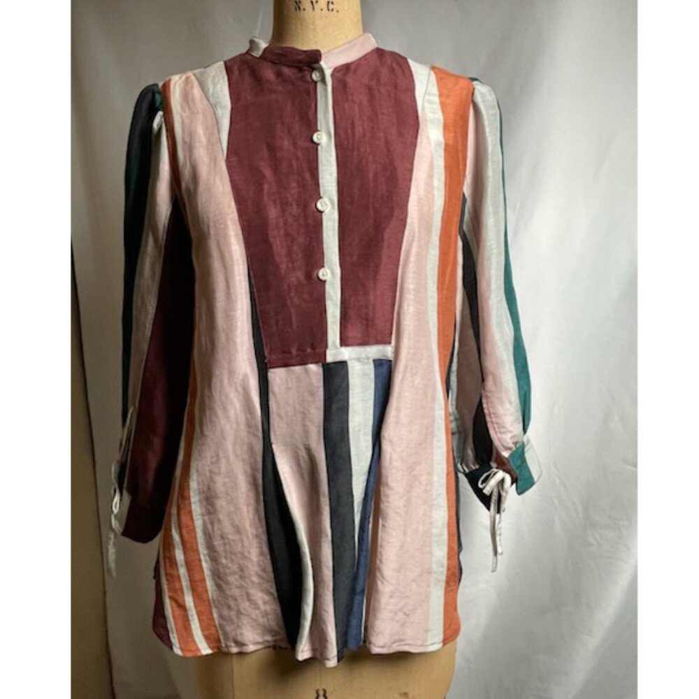 Apiece Apart Striped Linen Silk Blouse